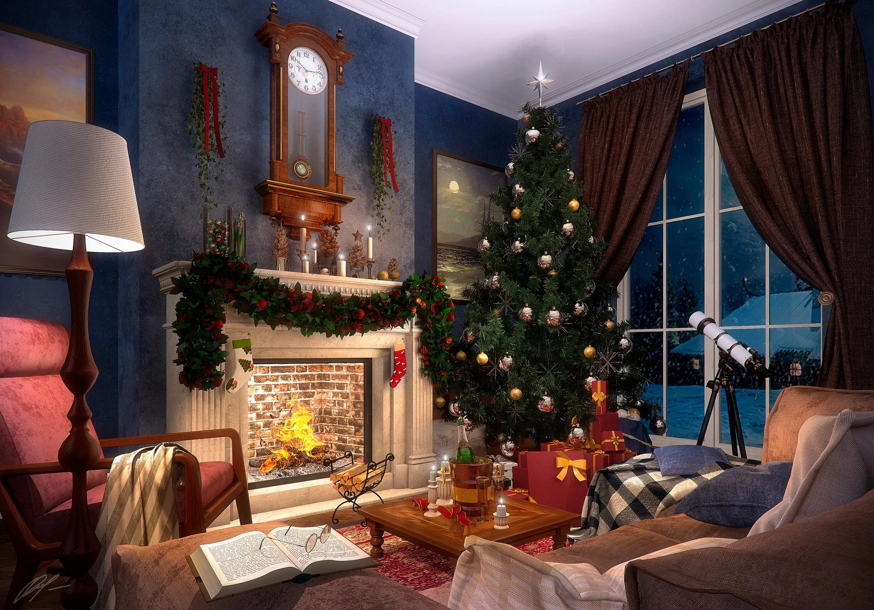 "Cool room design for the new year ." - image created in Shedevrum