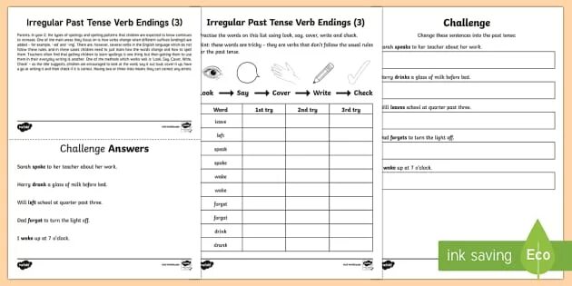 Past Endings for Irregular verbs. Common exception Words. Irregular past tenses