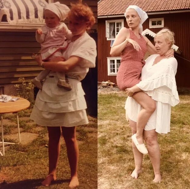 Фото через года. Мама и дети через много лет. Воссоздание фотографий из прошлого. Фото мама в детстве. Много лет спустя.