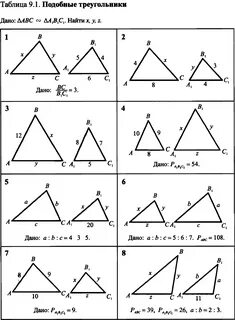 Задачи на признаки подобия треугольников 8 класс готовых чертежах