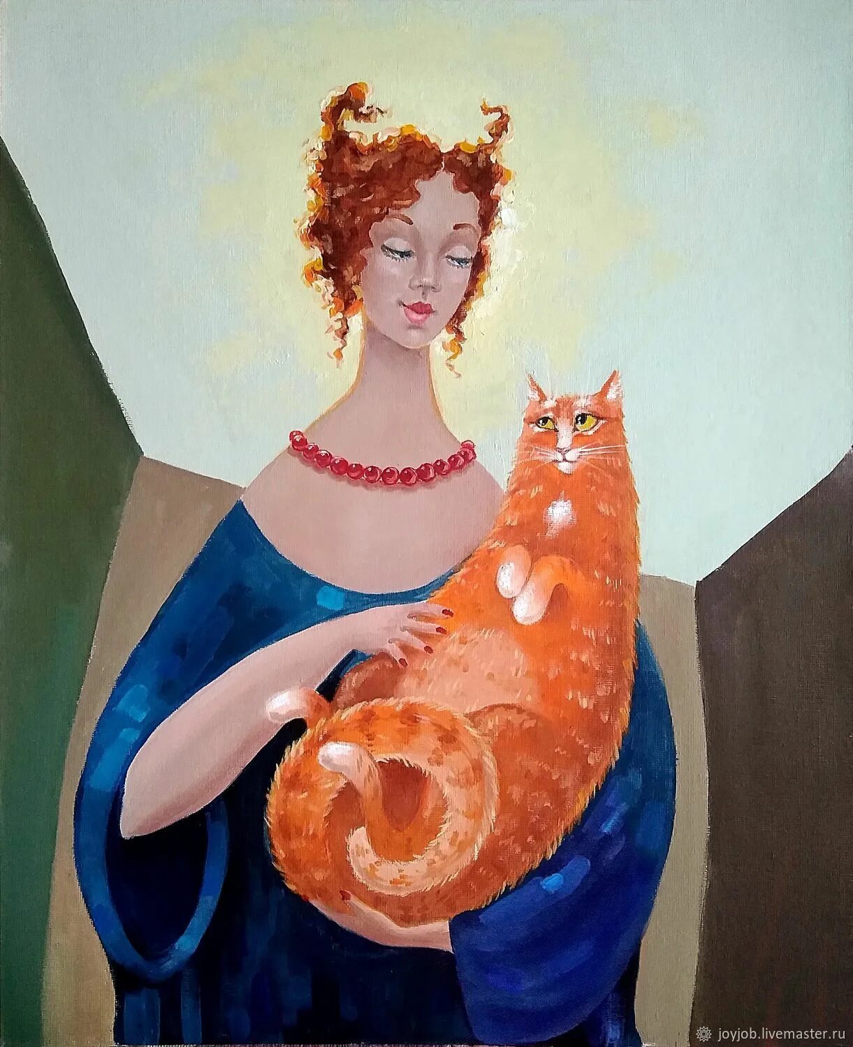 Разговор с котом иллюстрации. Картины с девочки с рыжим котом. Рисунки кот с хозяйкой. Современные художники - mariana kalacheva. Котик с хозяйкой рисунок.