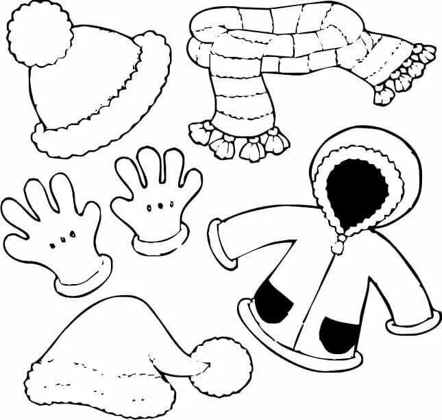 Раскраска одежда. Зимняя одежда раскраска для детей. Раскраска куртка зимняя. Шаблон зимняя одежда. Зимняя одежда для раскрашивания детям.