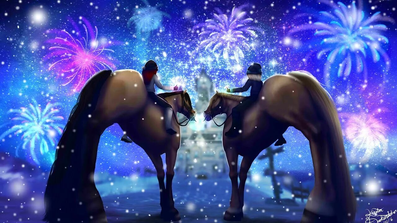 Год лошадь видео. Новогодние лошади в Стар стейбл. Стар стейбл снежнопляс. Стар стейбл зима. Стар стейблбл новый год.