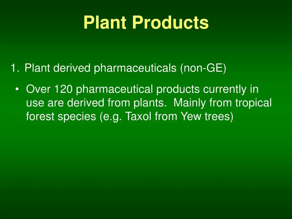 Plant products. Plant product presentation.