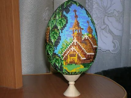 Оплетение яиц бисером