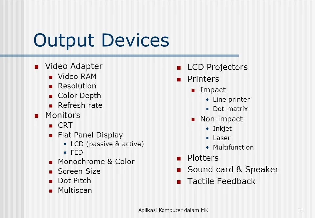 What are the output devices. What are the output devices
