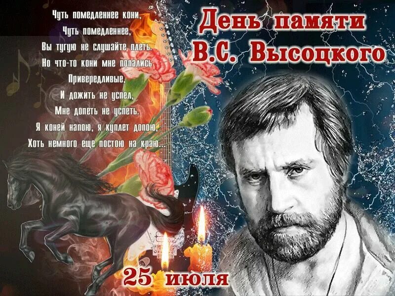 День памяти Владимира Высоцкого 25. Лен памяти Владимира Высоцкого. День памяти Высоцкого открытки. День памяти владимира