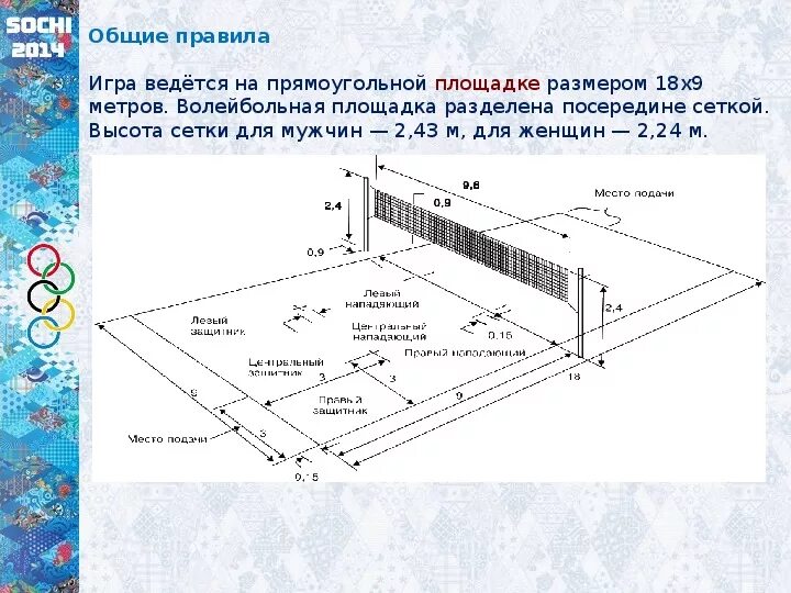 Высота сетки для мужчин и женщин волейбол