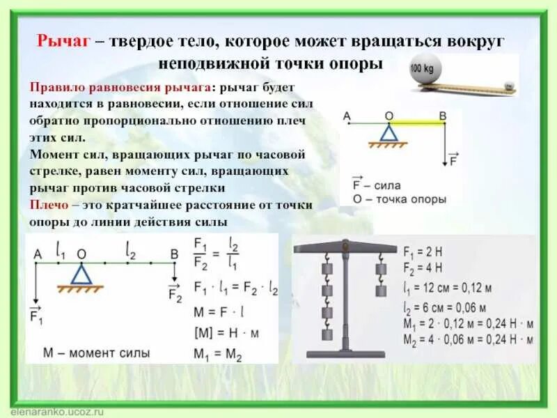 Какое действие оказывают на рычаг силы. Рычаг физика 7 класс формулы. Формула рычага 7 класс. Рычаг равновесие сил на рычаге 7 класс. Рычаг закон рычага формула.