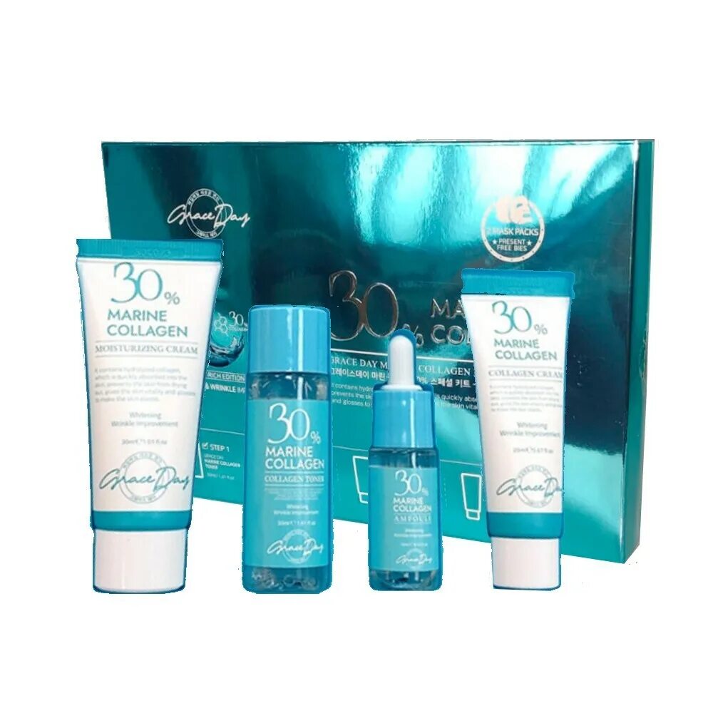 Grace day collagen. Набор для лица 30% collagen grace day. Антивозрастной крем с коллагеном grace day marine collagen cream. Grace day крем для лица с морским коллагеном. Grace day 30% marine collagen cream крем антивозрастной с коллагеном 50мл.
