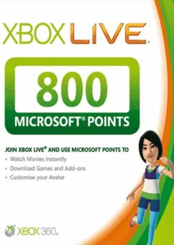 Xbox карточка с кодом. 10 000 MS points продам.