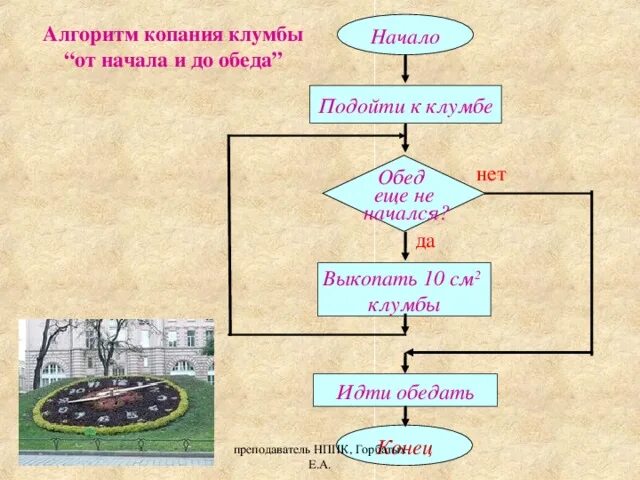Посадка дерева алгоритм. Циклический алгоритм. начало алгоритма. алгоритм покраски забора.