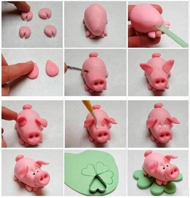 Свинья из воздушного пластилина. Фигурки из розового пластилина. Свинка лепить. Лепка поросенок. Свинка лепить.