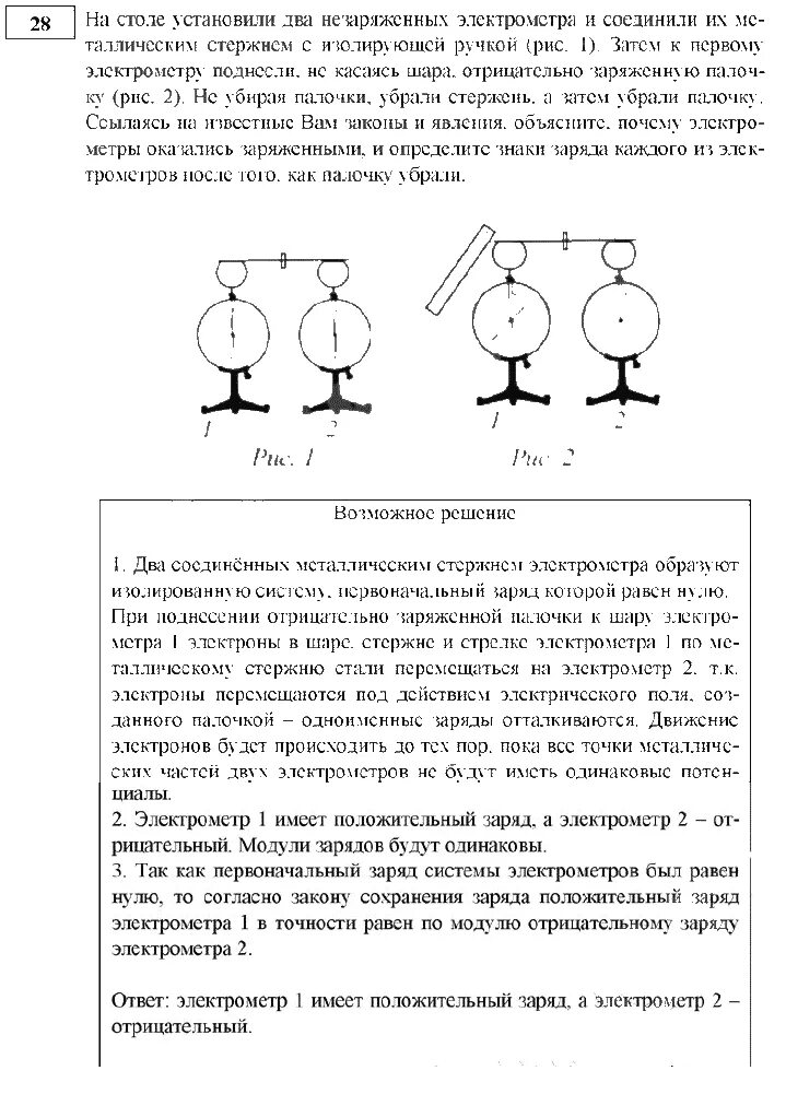 прибор для измерения электрического заряда. на столе установили два незаряженных. заряд электрометра. электрометры соединены металлической проволокой. на столе установили два незаряженных электрометра.
