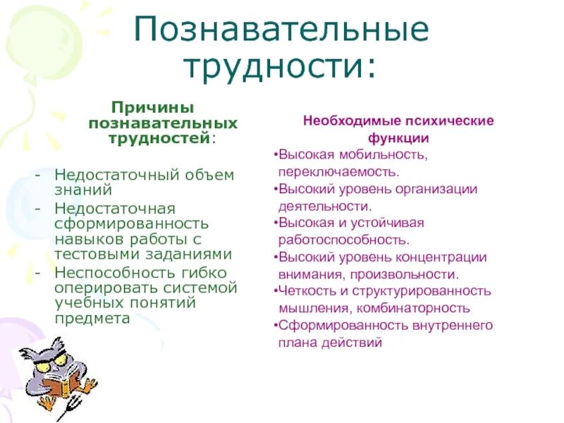Проблемы познавательного характера