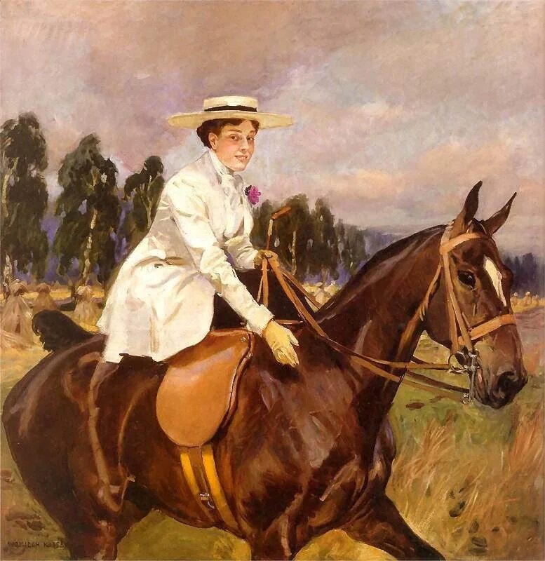 Портрет всадница. Коссак, войцех / kossak, wojciech. джерси коссак. конный портрет брюллов.