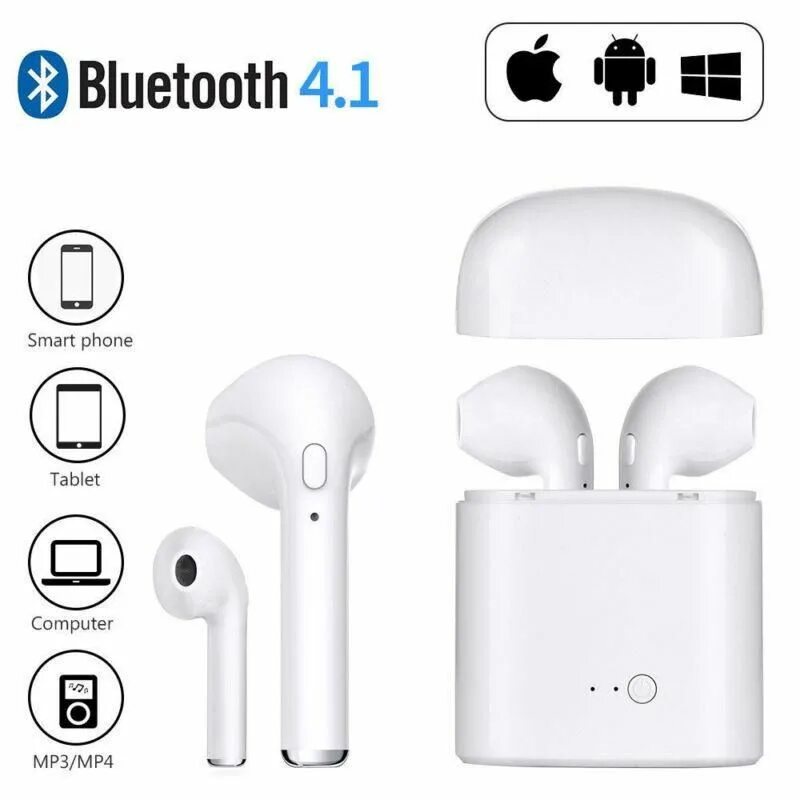 Как подключить wifi наушники. Наушники i7 tws. беспроводные наушники i7s mini tws, bluetooth наушники. bluetooth-гарнитура беcпроводная (i7 tws minich) белая. беспроводные наушники айфон i6.