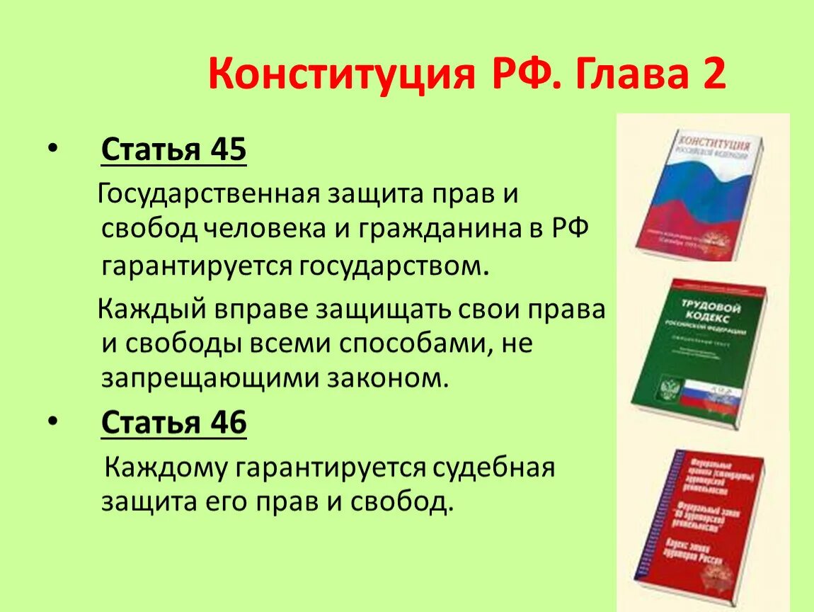 Статьи Конституции РФ.