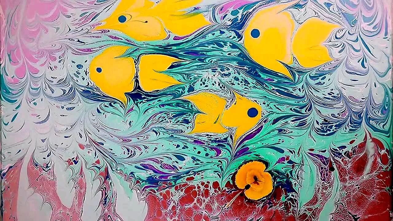 Эбру рисование на воде для начинающих. Эбру рыбки. золотая рыбка эбру. рисование эбру птицы. эбру-рисование рыбки.