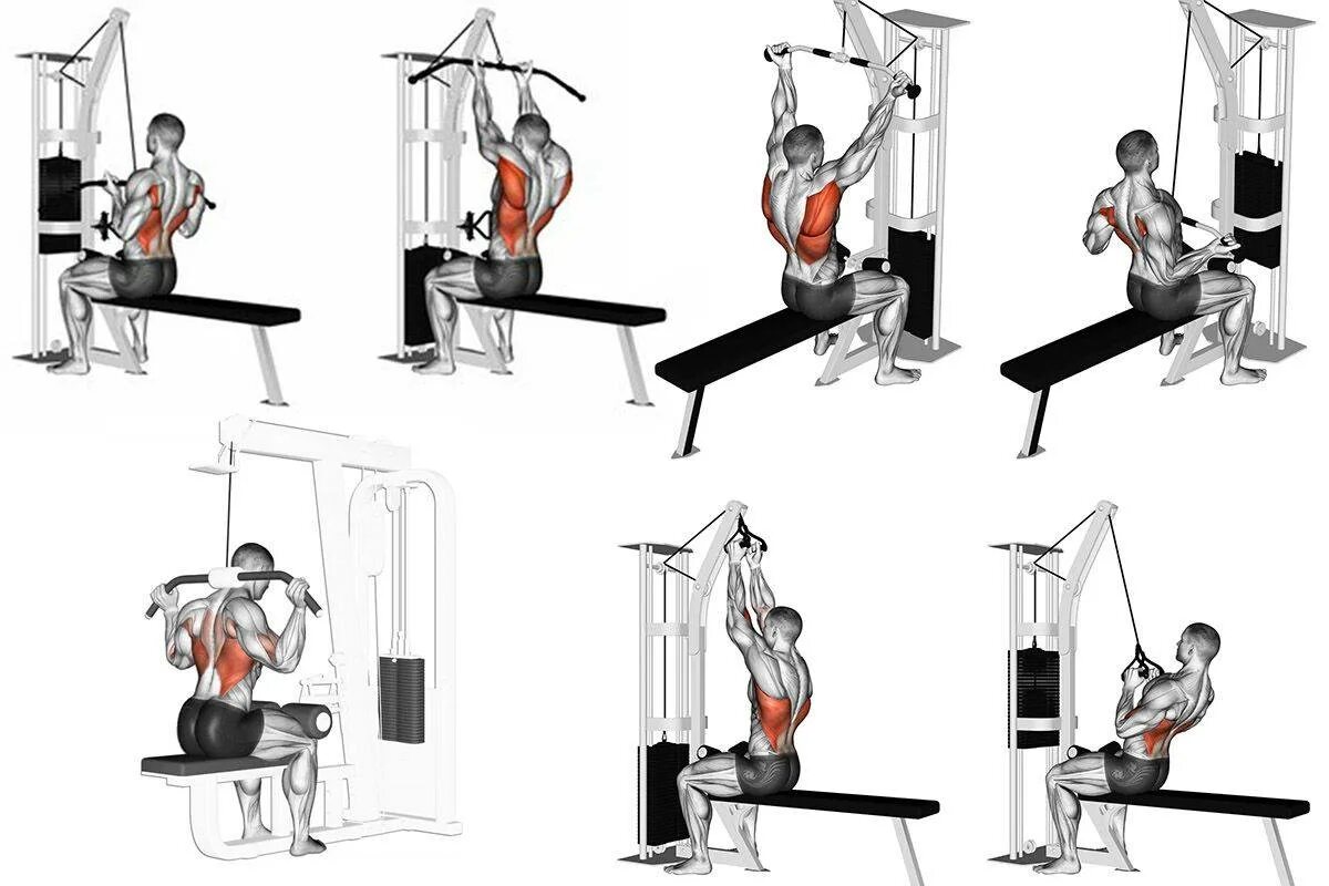 Упражнения на спину на тренажере в зале. Упражнения на спину в тренажерном зале для мужчин. Упражнения на тренажерах для накачивания грудных мышц. Тяга верхнего блока Хаммер. Упражнения на спину в тренажерном зале на тренажерах.