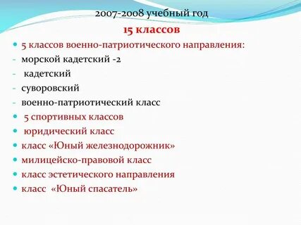 План кадетского класса