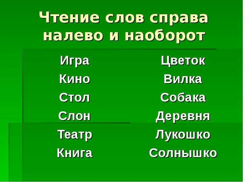 Слова которые можно читать. Чтение слов наоборот. Чтение справа налево тексты. Читаем слова наоборот. Прочитай слова справа налево.