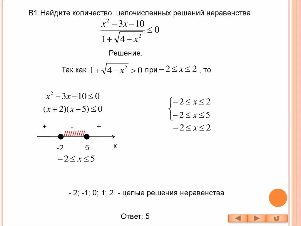 Сколько целых решений имеет неравенство 64