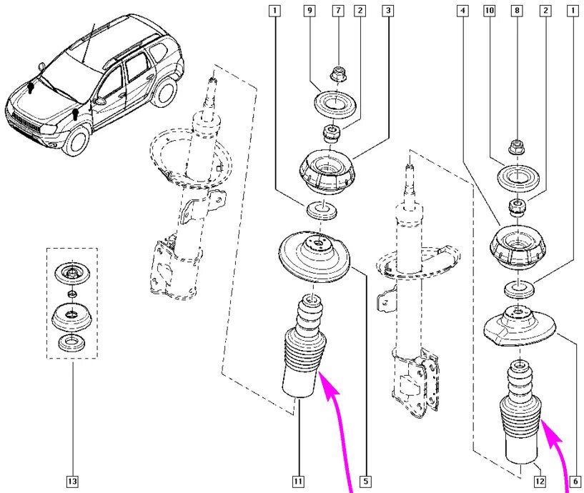 Устройство renault. Передняя стойка Рено Дастер схема. Схема сборки передней стойки Renault Duster. Передняя стойка амортизатора Рено Дастер 4х4 устройство. Схема переднего амортизатора Рено Дастер 4х4.