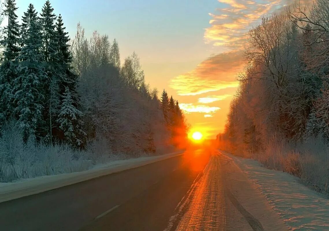 Доброе утро зимняя дорога
