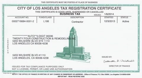 Registration certificate