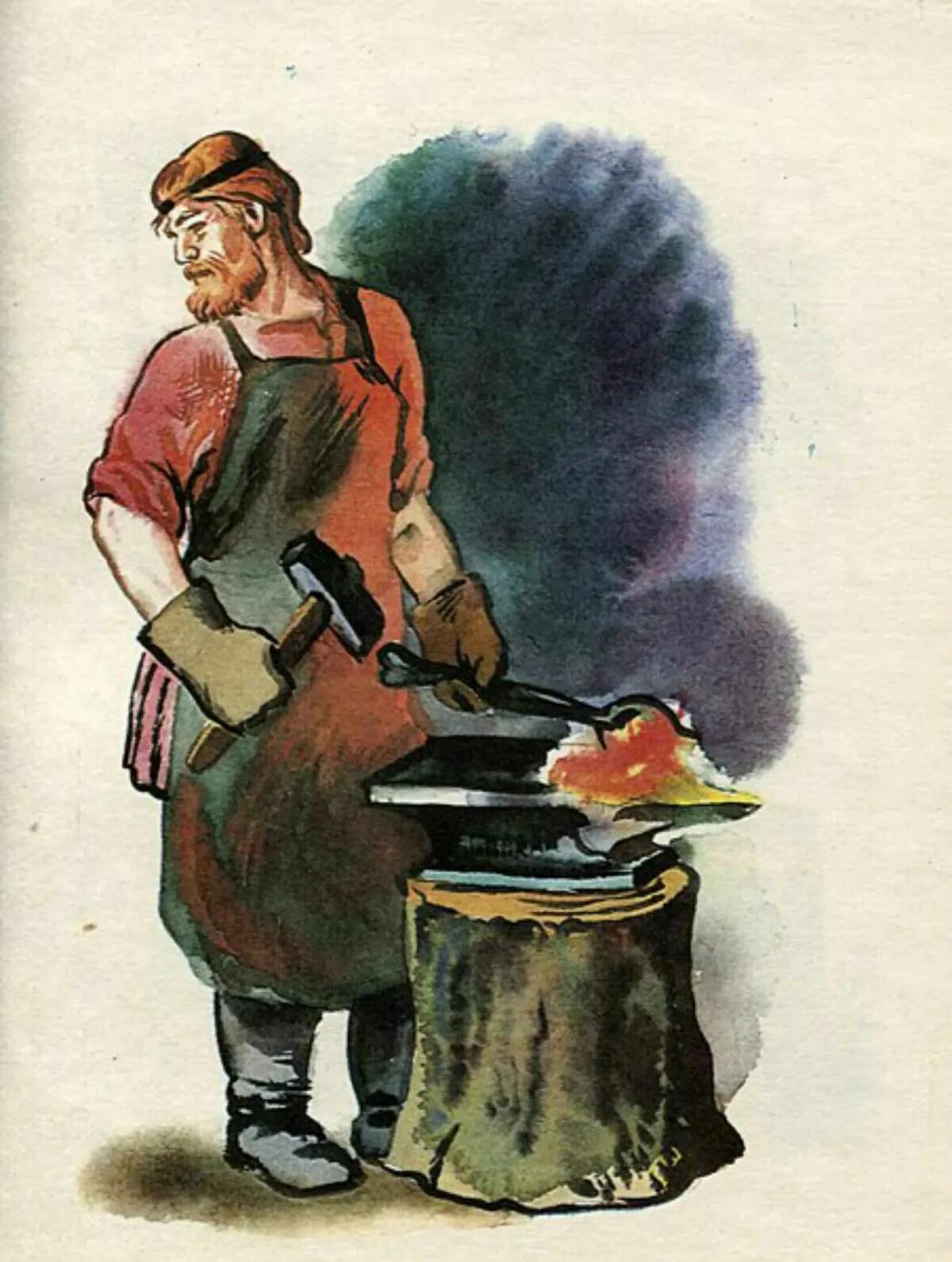 Идет кузнец. Баруздин кузнец. русский кузнец. кузнец профессия. сказочный кузнец.