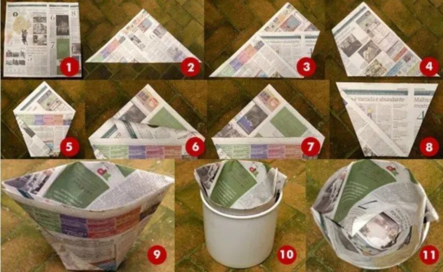 Как сделать семечку из бумаги. Мешок для мусора из газеты. пакет из газетной бумаги. мусорный пакет из газеты. пакетик для мусора из газеты\.