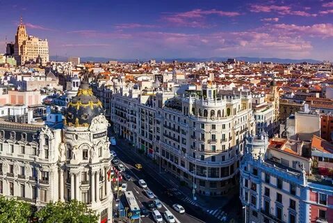 Gran Via Street in Madrid (Spain). 