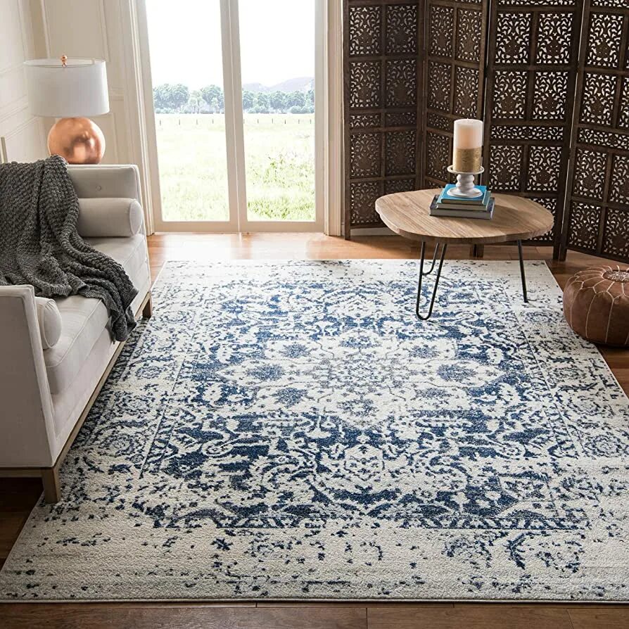 Цветы голубой ковер. Ковер minevra 03556 creamnavy. safavieh ковры. ковер икеа вонсбэк. синий ковер в интерьере.