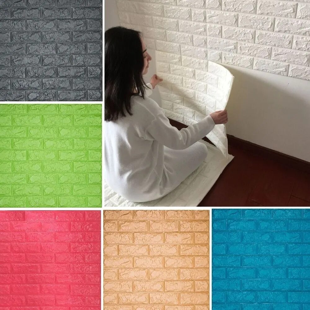 10 упаковок, самоклеящиеся 3D-наклейки на стену, с рисунком кирпича AliExpress