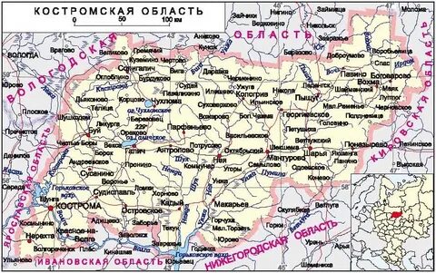Карта костромской области мантурово костромской области на