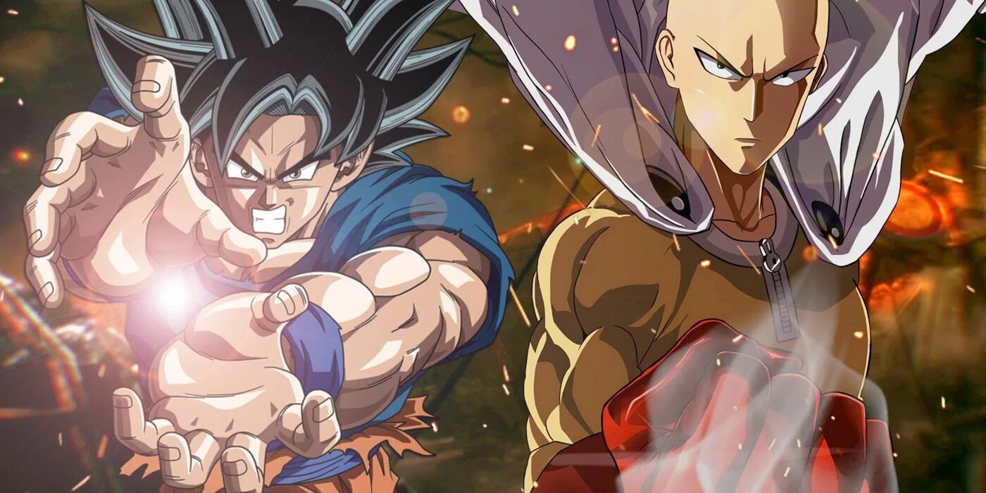 Кто сильнее сайтама или гоку. Гоку vs Сайтама. Гоку Ванпанчмен. Goku x Saitama. Ванпанчмен против Гоку.