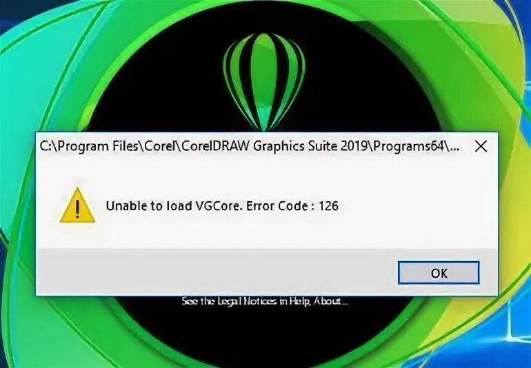 Unable to load error 126. Проблема с загрузкой corel. Unable to load vgcore.Error code :127. Coreldraw 20 unable to load vgcore.Error Cod 127.