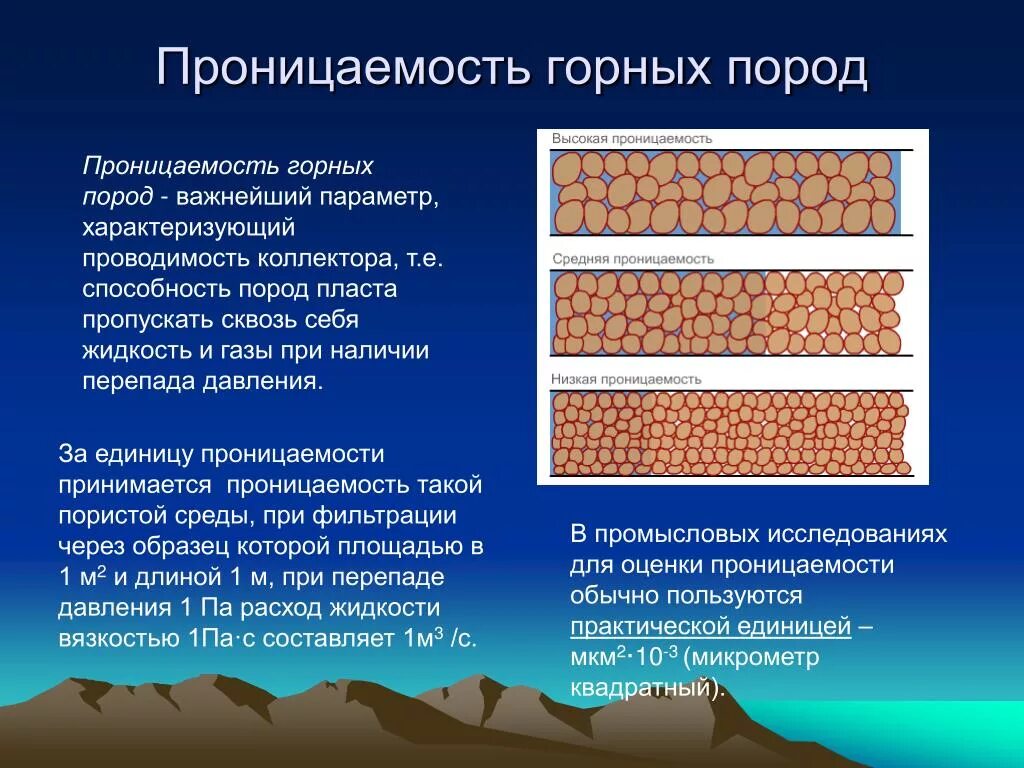 Состояние массива горных пород. Типы проницаемости горных пород. Проницаемость нефтесодержащих пород. Коэффициент проницаемости пласта классификация. Проницаемость горной породы коэффициент фильтрации.