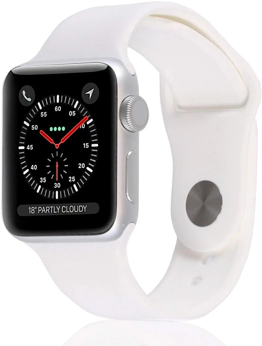 Silver aluminum case white sport band