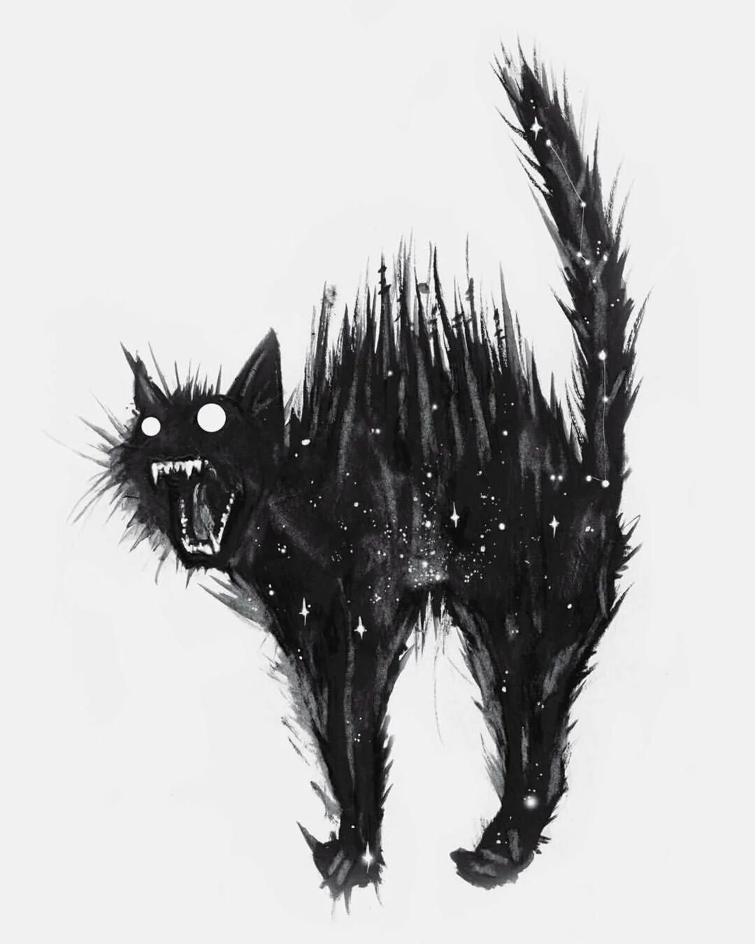Жуткая кошка. Страшный черный кот. Коты арт. Чёрный кот арт. Жуткие черные коты.