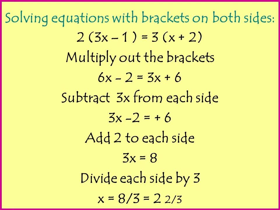 How to solve equations. Solve equations using brackets. solving equations with unknown on both sides exam question. simple equations with x^2. simple equations with x or x^2.