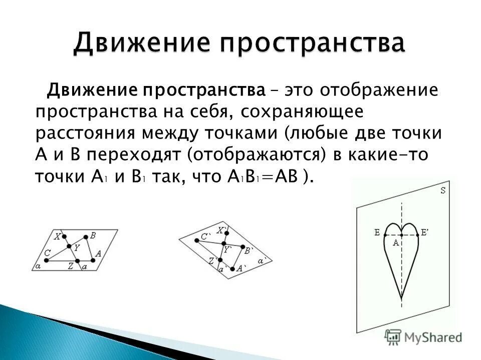 Тема движения в пространстве. Понятие движения. Движение в пространстве геометрия параллельный перенос. Тема движения в пространстве. Отображение пространства.