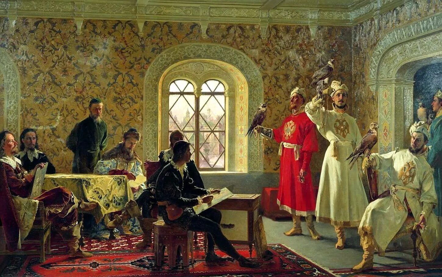Картина бывшие. Александр Дмитриевич Литовченко. Литовченко Сокольничьи царя Алексея Михайловича. Художник Литовченко Александр Дмитриевич. Придворный театр царя Алексея Михайловича.