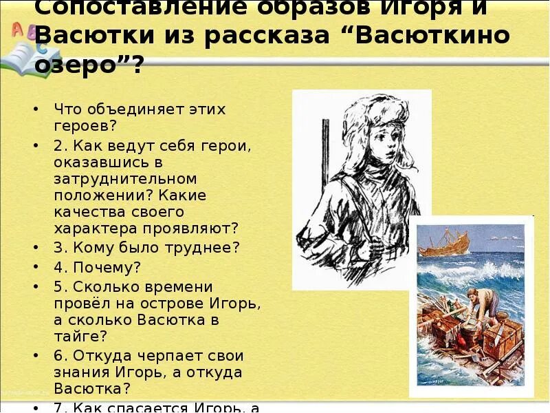 Дед васютки из рассказа васюткино озеро. Сопоставление образов Игоря и Васютки. Характеристика Васютки из рассказа. Характеристика Васютки из рассказа Васюткино.