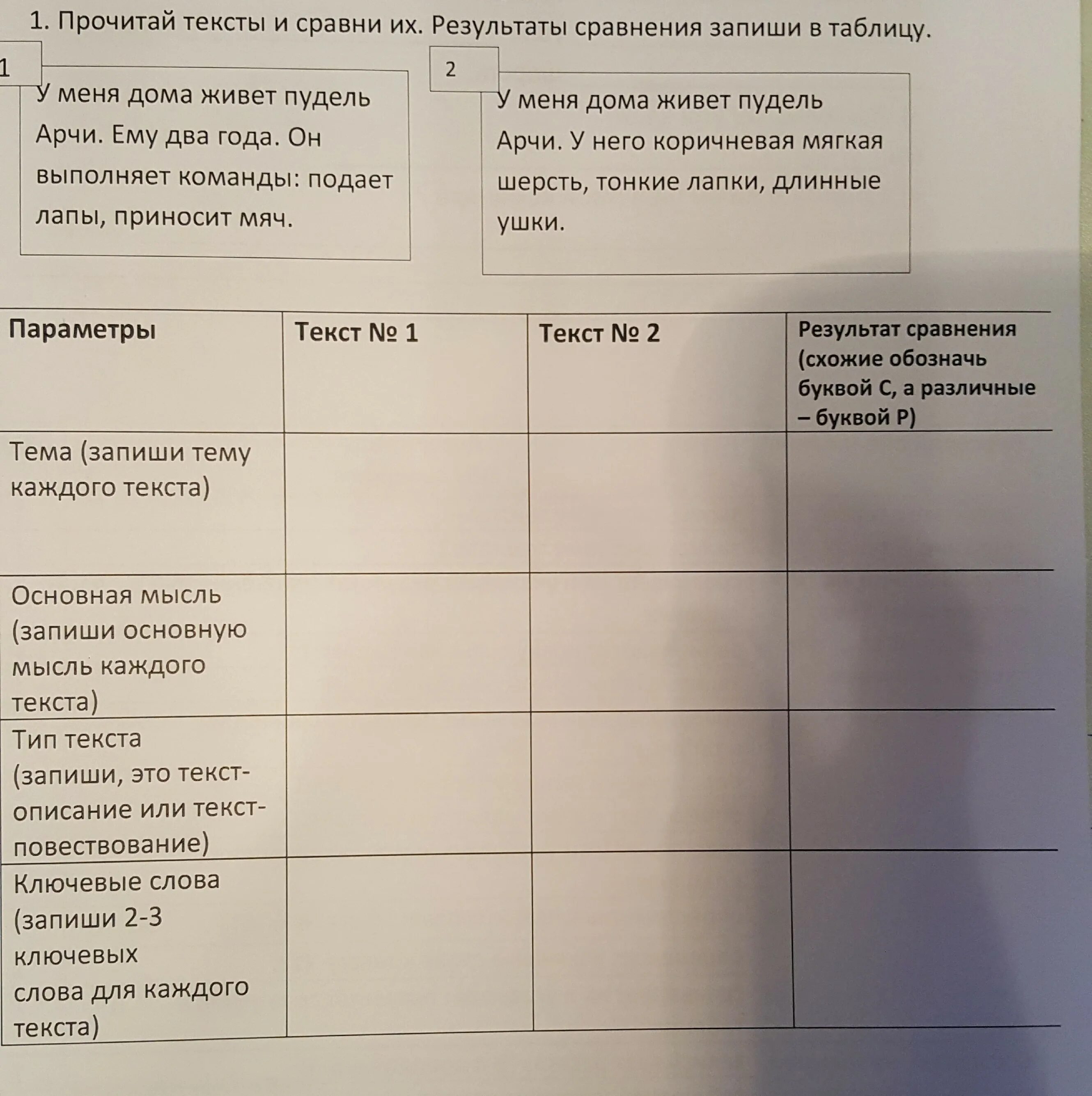 Слова в тексте это результат. Прочитайте и сравните два текста. Сравни слова. Сравниваем слово. Сравни и запиши Результаты.