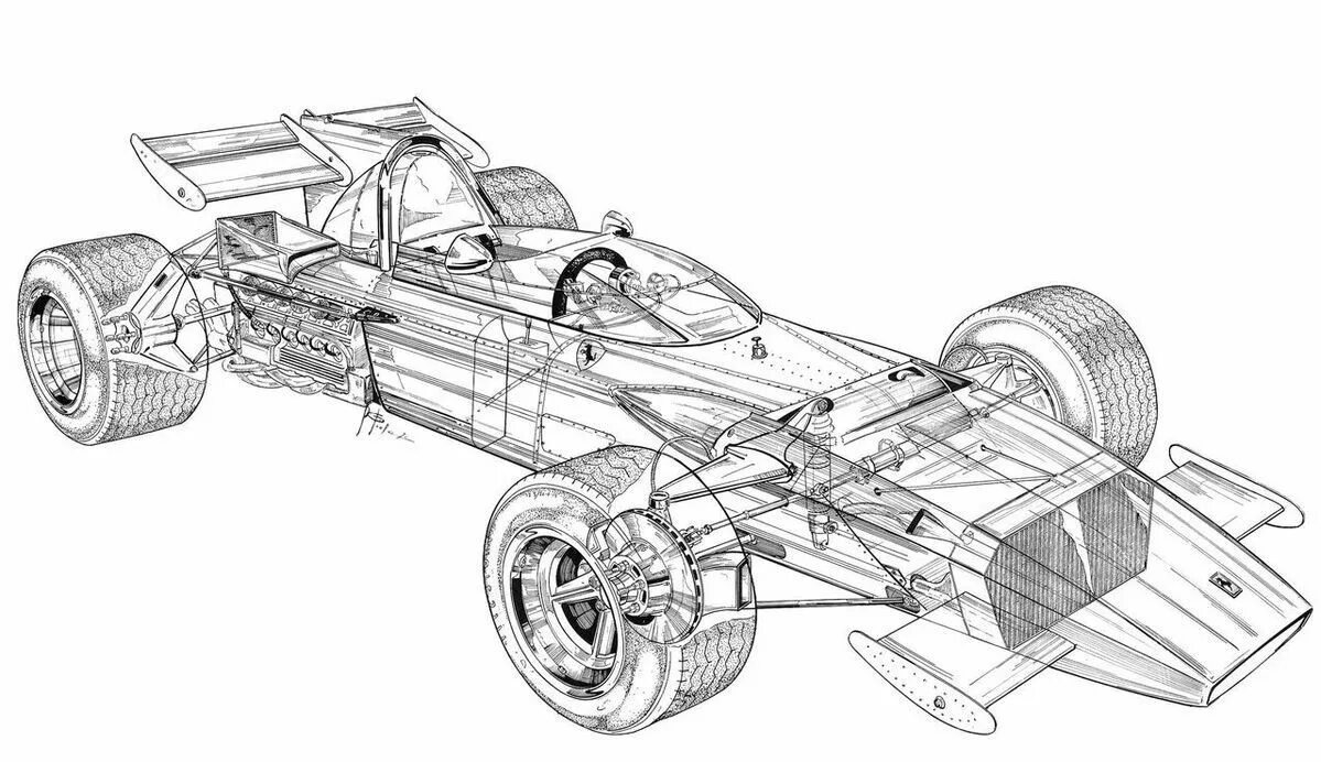 Формула кузова. Чертёж болида ф1. Феррари 312 ф1. Болид ф1 схема. Болид f1 чертеж.