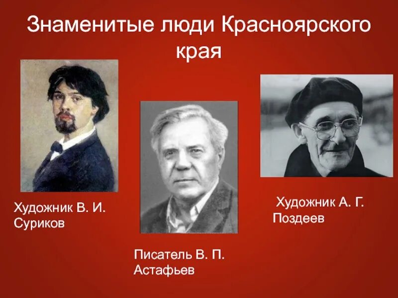 Какие известные люди жили в красноярске. Знаменитые люди Красноярского края Суриков. Исторические личности Красноярского края. Выдающиеся личности Красноярского края. Знаменитые земляки Красноярского края.