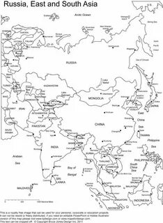 Азия контурная карта распечатать