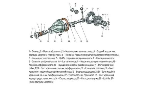 Схема заднего редуктора
